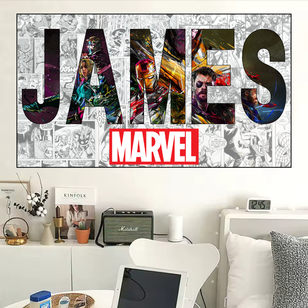 Póster de Superhéroes con Nombre Personalizado